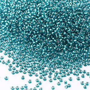 Бисер круглый 15/0 #0377 Окрашенный изнутри, светлый сапфир/метал.бирюзовый
