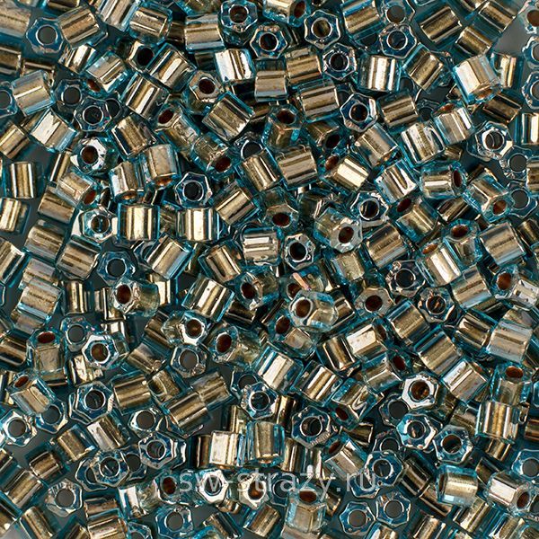 Шестиугольный 11/0 #0990 Голубой с золотым центром